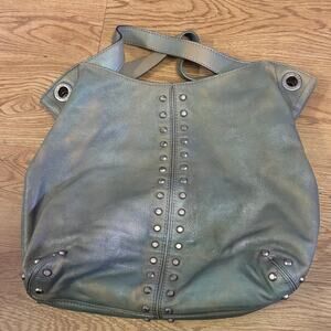 Michael Kors Metallic Gray Studded Shoulder Bag